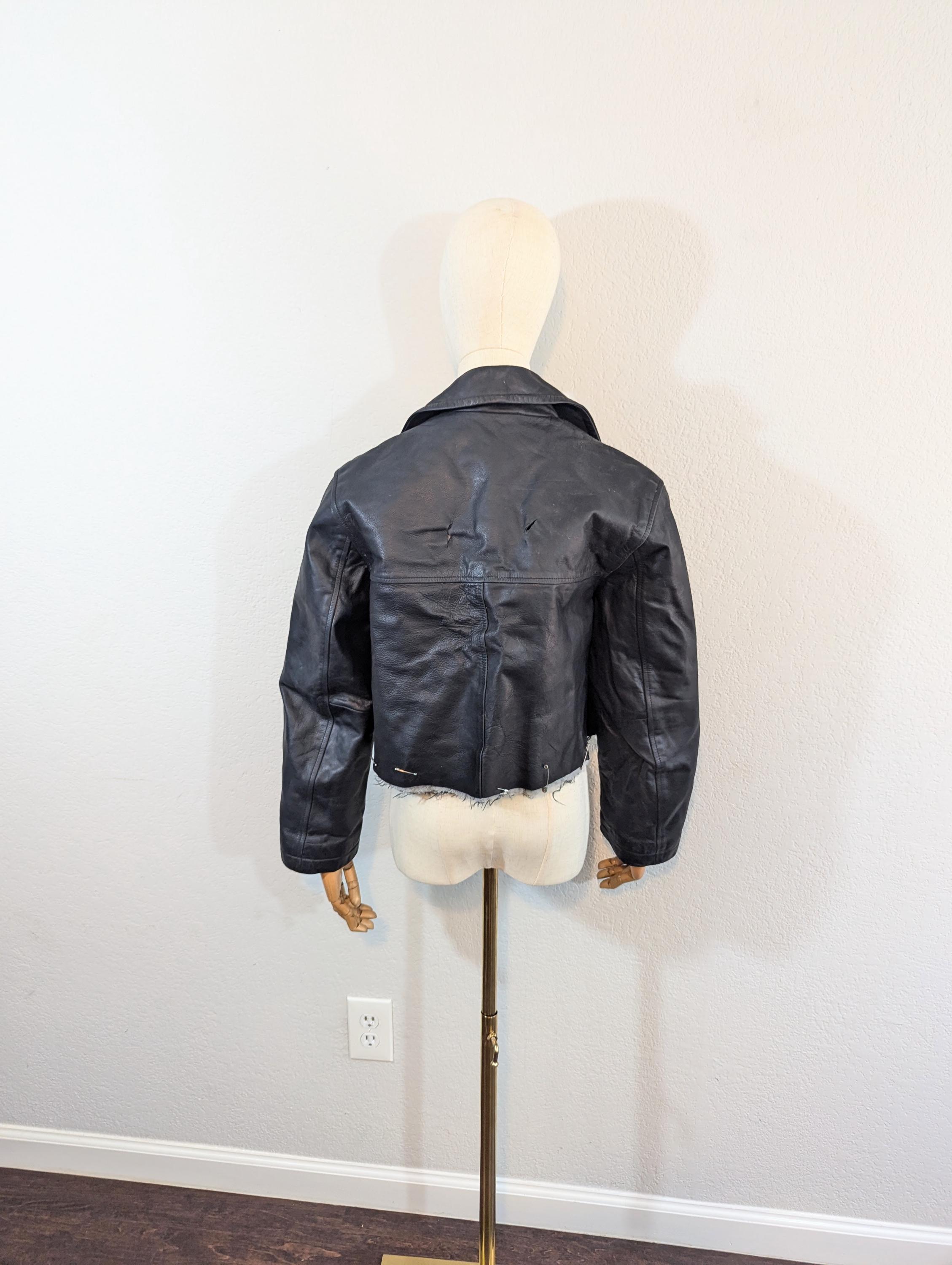 1990s Punk Handmade Black Leather Jacket // Banana Republic