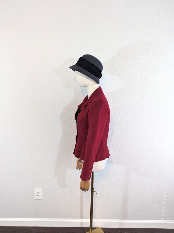 1980s Albert Nipon Red Wool Blazer Jacket // Extr… - image 4