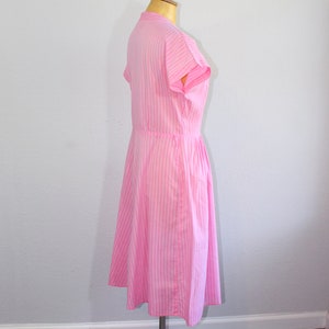 1960s Cotton Candy Pink Striped Shirtdress // Medium image 4