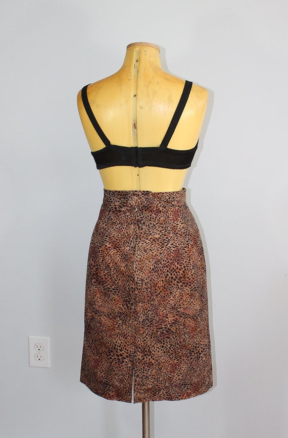 1960s Cheetah Print Pencil Skirt // Medium - image 4