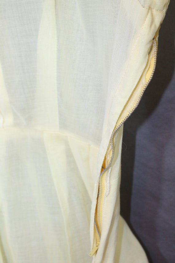 1950s Sheer Cotton Lawn Pastel Yellow Shirtdress … - image 6