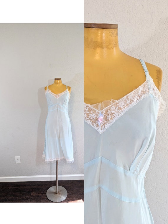 1940s Baby Blue Superfit by Superior Dress Slip //