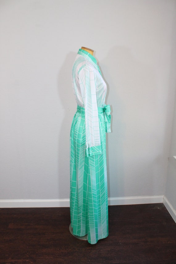 1970s Green Striped Maxi Skirt Matching Set // Browns… Gem
