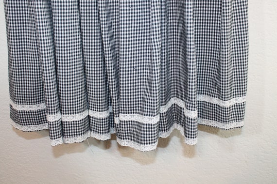 1950s Spaghetti Strap Black and White Gingham Cot… - image 5