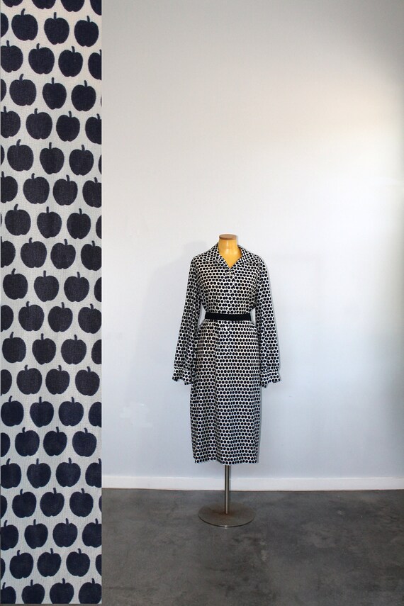 1970s Nat Kaplan Apple Print Shirtdress // Large