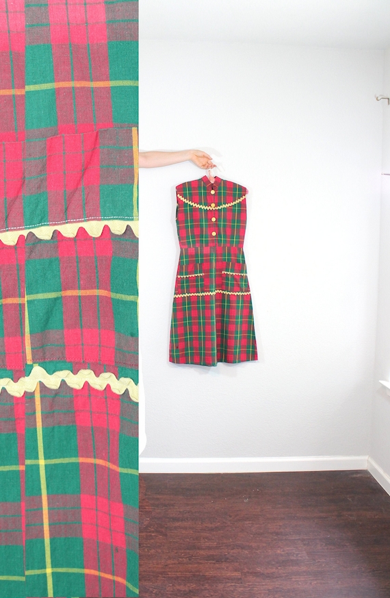 1930s Plaid Day Dress // Extra Small or Small