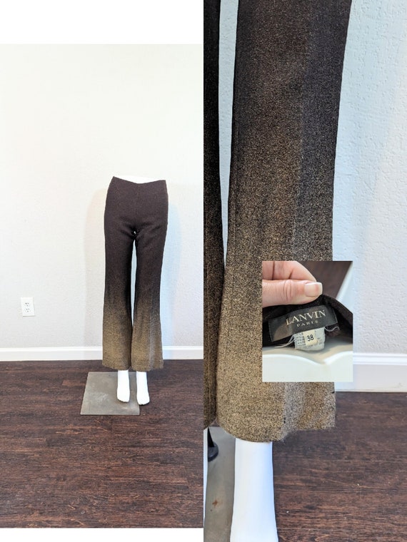 1990s Lanvin Brown Ombre Wool Straight Pants // Ex