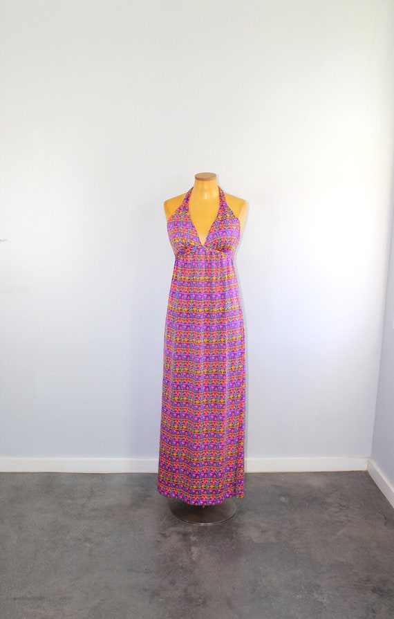 1960s Sirena Floral Halter Maxi Dress // Swim Cove