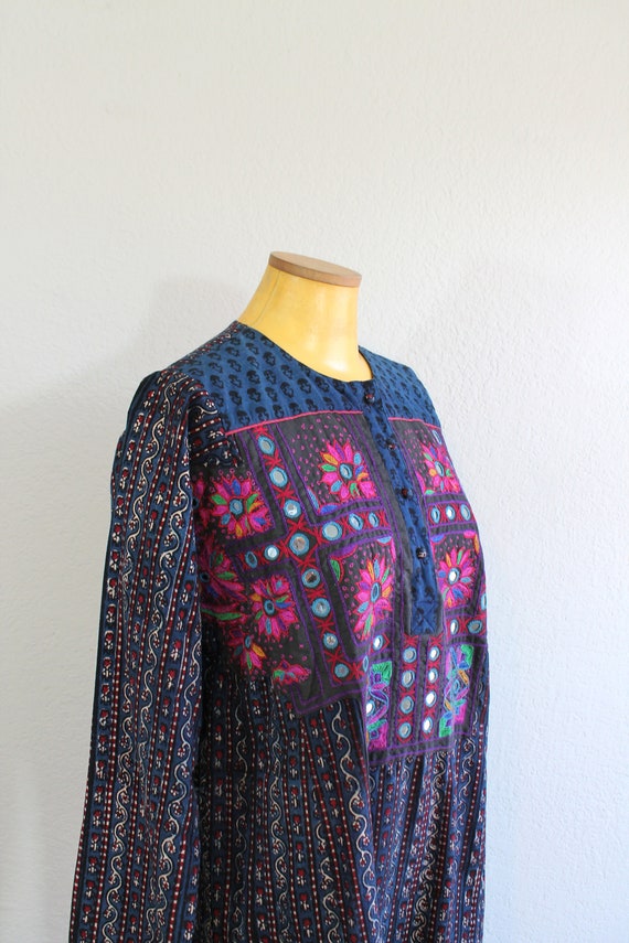 1970s Anokhi indian Cotton Block Print Tunic Dres… - image 2
