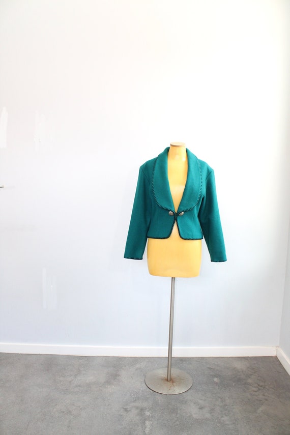 1990s Teal Wool Western Jacket // Mid-West Garment