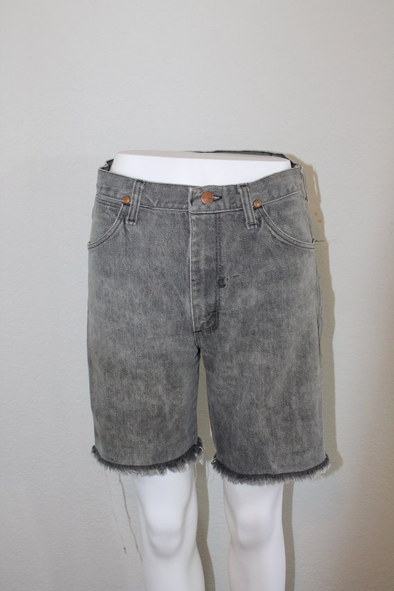 1970s Black Wrangler Cut-Off Distressed Jean Shor… - image 3