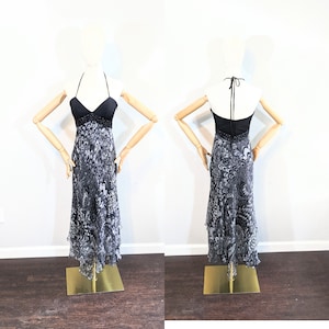 Y2K Laundry by Shelli Segal Silk Hankie Hem Halter Neck Dress // Small