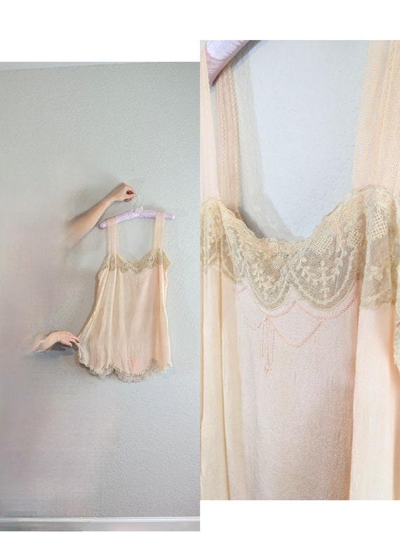 1920s Wonder Maid Pale Pink Silk Step-In Teddy // 