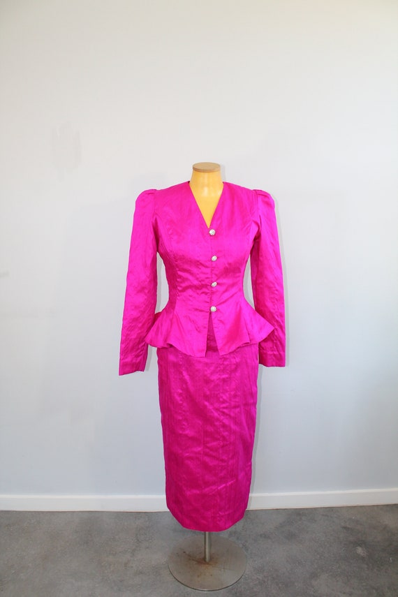 1980s Hot Pink Barbie Bitch Power Suit // Small