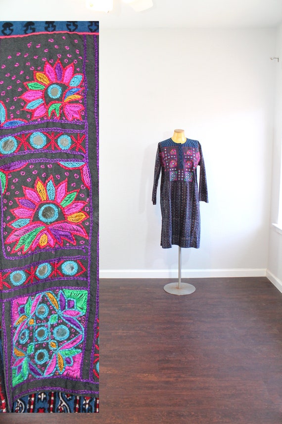 1970s Anokhi indian Cotton Block Print Tunic Dress