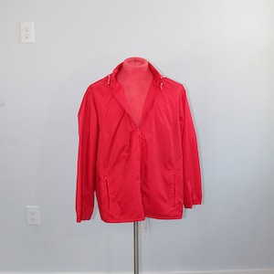 1970s Oshman&#39;s Sportswear Roter Windbreaker // Large