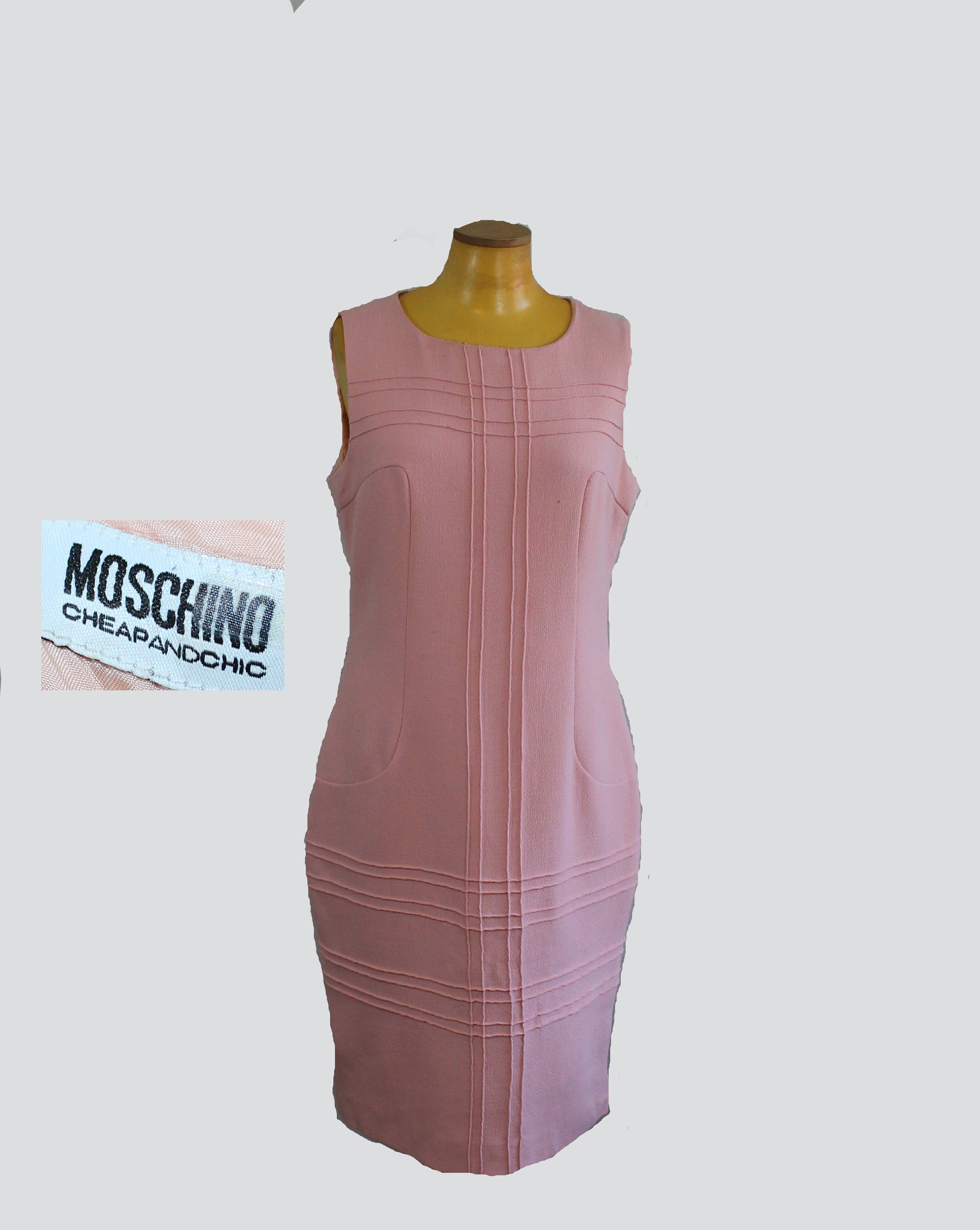 moschino cheap and chic pink dress Moschino Cheap and Chic Pink Floral Applique Silk Midi Slip Dress M Moschino Cheap and Chic