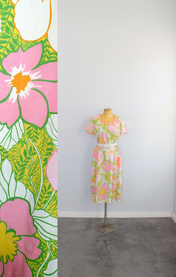 1960s Tanner Floral Day Dress // Large