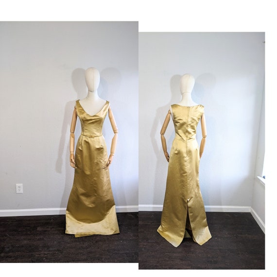 Y2K Nicolas Villalba Couture Custom Gold Silk Sat… - image 1