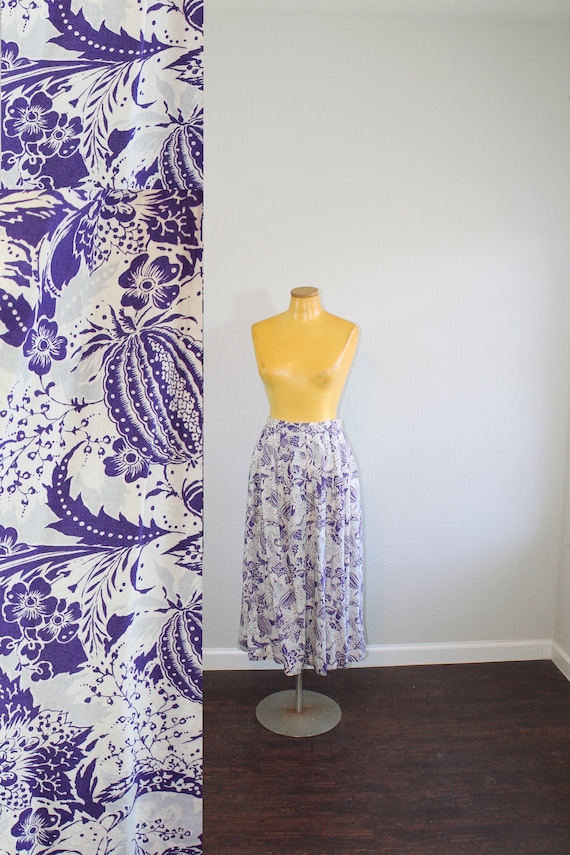 1990s Purple Japanese Bitter Melon Pleated Skirt // Small