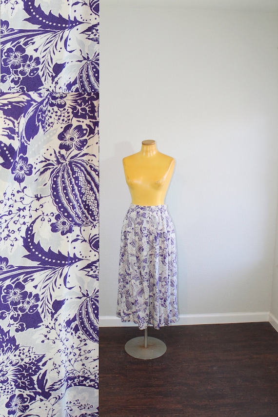 1990s Purple Japanese Bitter Melon Pleated Skirt /