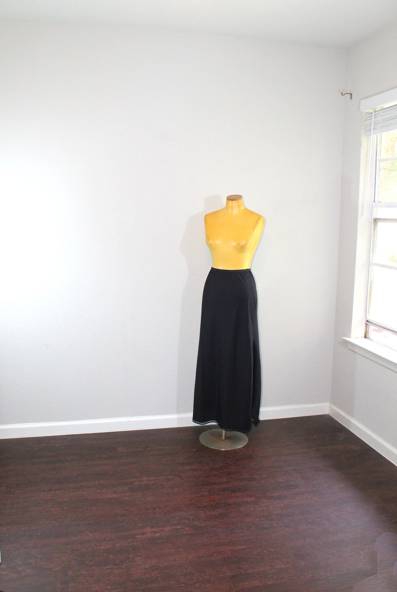 1960s Long Black Slip // Lady Lynne // Small or Medium image 1