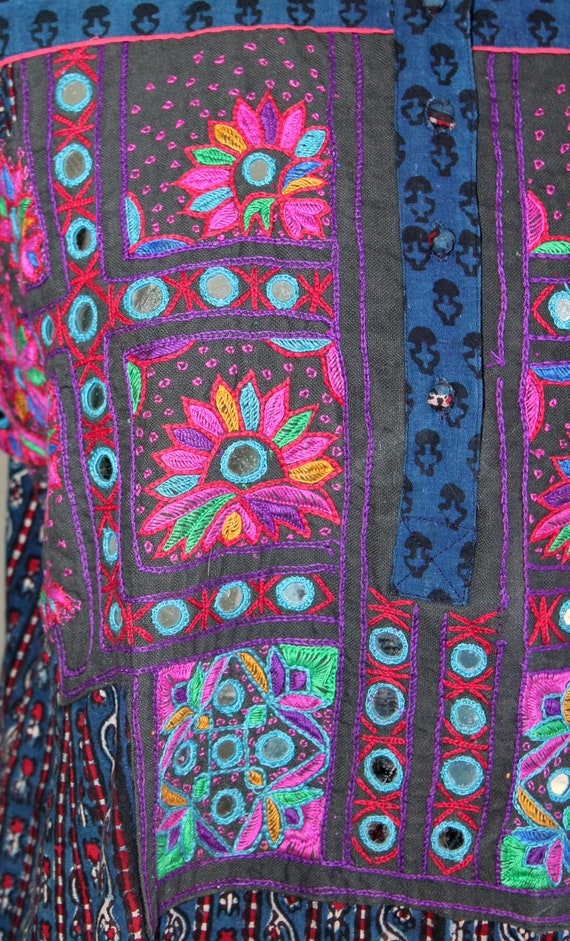 1970s Anokhi indian Cotton Block Print Tunic Dres… - image 6