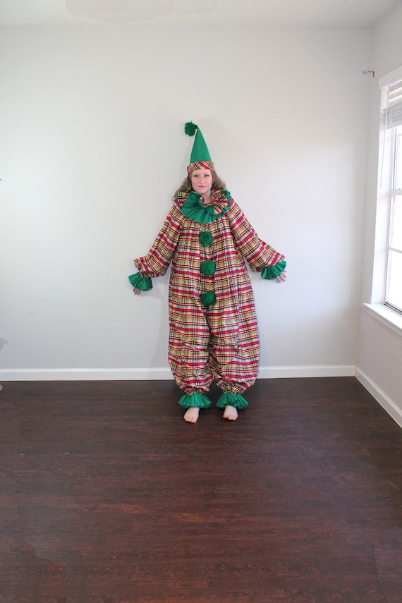 1950s Professional Adult Clown Costume Jumpsuit +