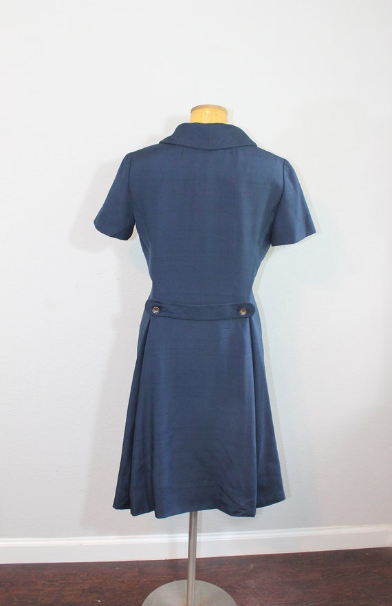 1960s Charles Cooper Navy Blue Mod Day Dress // M… - image 3