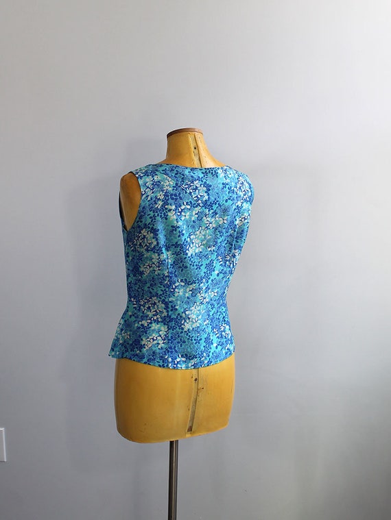 1950s Silk Floral Blue Garden Dress Separates Set // Extra