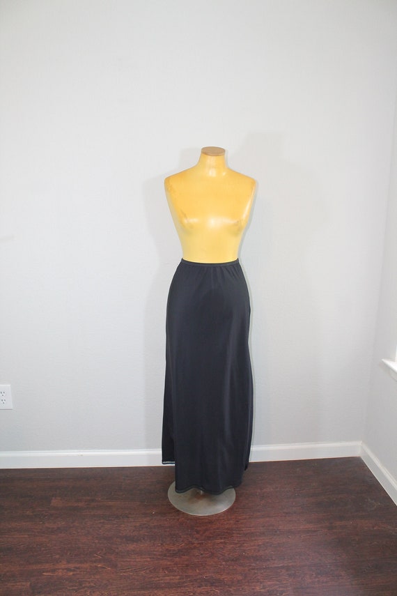 1960s Long Black Slip // Lady Lynne // Small or M… - image 2