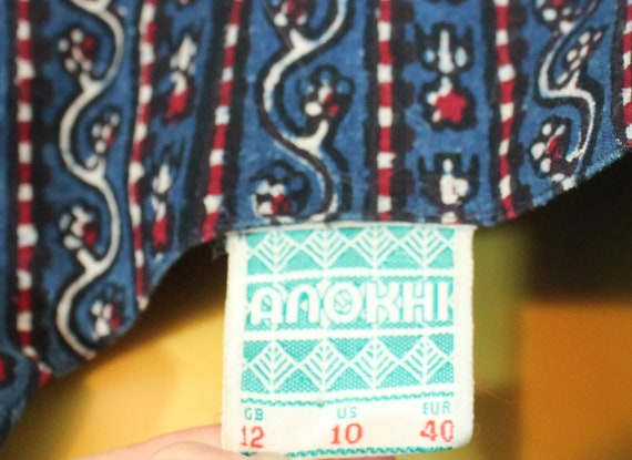 1970s Anokhi indian Cotton Block Print Tunic Dres… - image 7