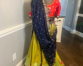 Handmade Navratri Lehenga Choli Set | Mirror Work Ghagra Chaniya Choli with Dupatta