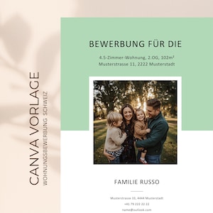 Solicitud de alquiler de apartamento para familias en Suiza | Plantilla de Canva | Expediente de solicitud para alquilar un apartamento | Carta de presentación y expediente | Solicitud de apartamento