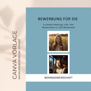 Apartment application Canva template | Shared apartment dossier for Switzerland with cover page and application letter