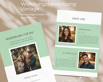 Swiss apartment application template | Cover letter for a rental apartment with sample texts | Word | Swiss apartment application template