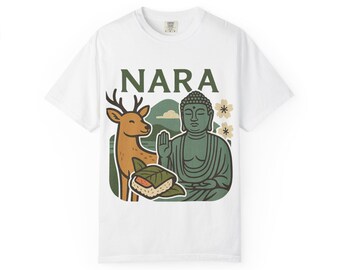 Nara Buddha and Deer Illustration T-shirt | Japanese Temple Travel Tee