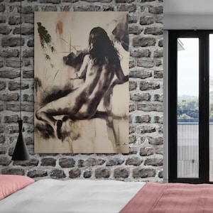 Sculpted by Light - Abstract Figurative Oil Painting Bare Back, Play of Light, Expressive Movement of Curls on Highlighted Skin