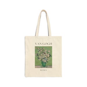 Van Gogh Floral Cotton Canvas Tote Bag, Eco-Friendly Shopping Bag, Art Lover Gift, Reusable Tote, Vintage Style Bag