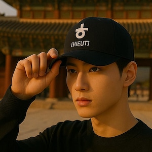 HIEUT Hat – Korean &quot;ㅎ&quot; Embroidered Cap, Hangul Baseball Hat, Seoul Streetwear, K-Fashion Gift