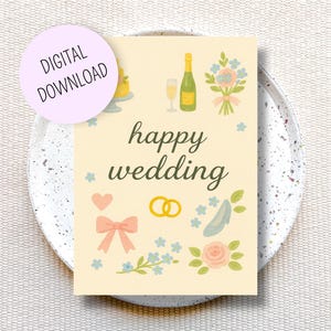 Carte félicitations mariage à imprimer, carte de vœux imprimable, cadeau pour mariés, cadeau jeunes mariés en anglais, vœux de mariage