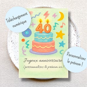 Biglietto di auguri personalizzabile per il 40° compleanno da stampare, biglietto di auguri personalizzato per il 40° compleanno, biglietto di auguri da stampare, grazioso biglietto stampabile per i millennial