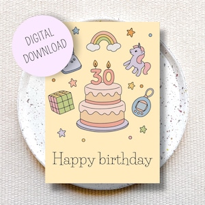 Biglietto di auguri per il 30° compleanno stampabile, simpatico biglietto di auguri per il 30° compleanno, biglietto di auguri per il millennial stampabile, biglietto giocattolo stampabile per trentenni