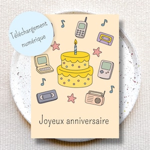 Printable birthday card 30 years old, birthday card 40 year old, cute birthday card, retro vintage birthday gift, nostalgic 2000s gift
