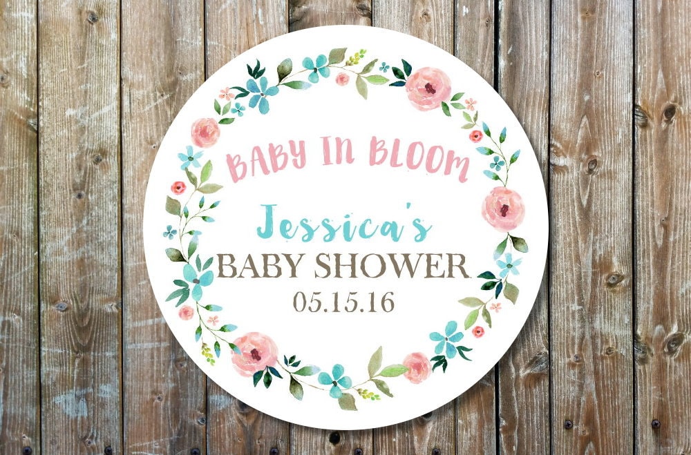 Baby in bloom stickers watercolor floral wreath baby shower Etsy