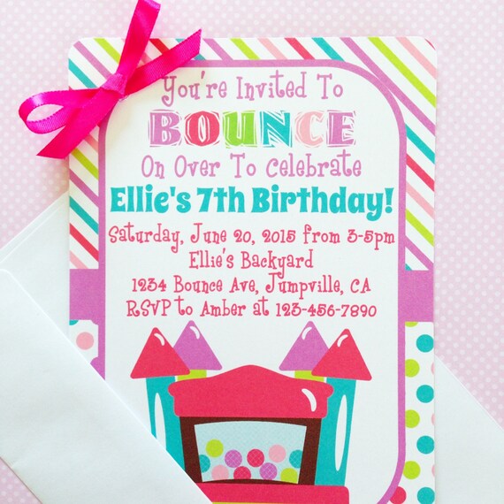 Bounce party invitations birthday bounce party invites Etsy