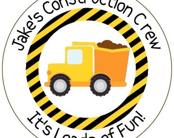 construction birthday stickers - loads of fun stickers - dump truck labels - construction crew stickers