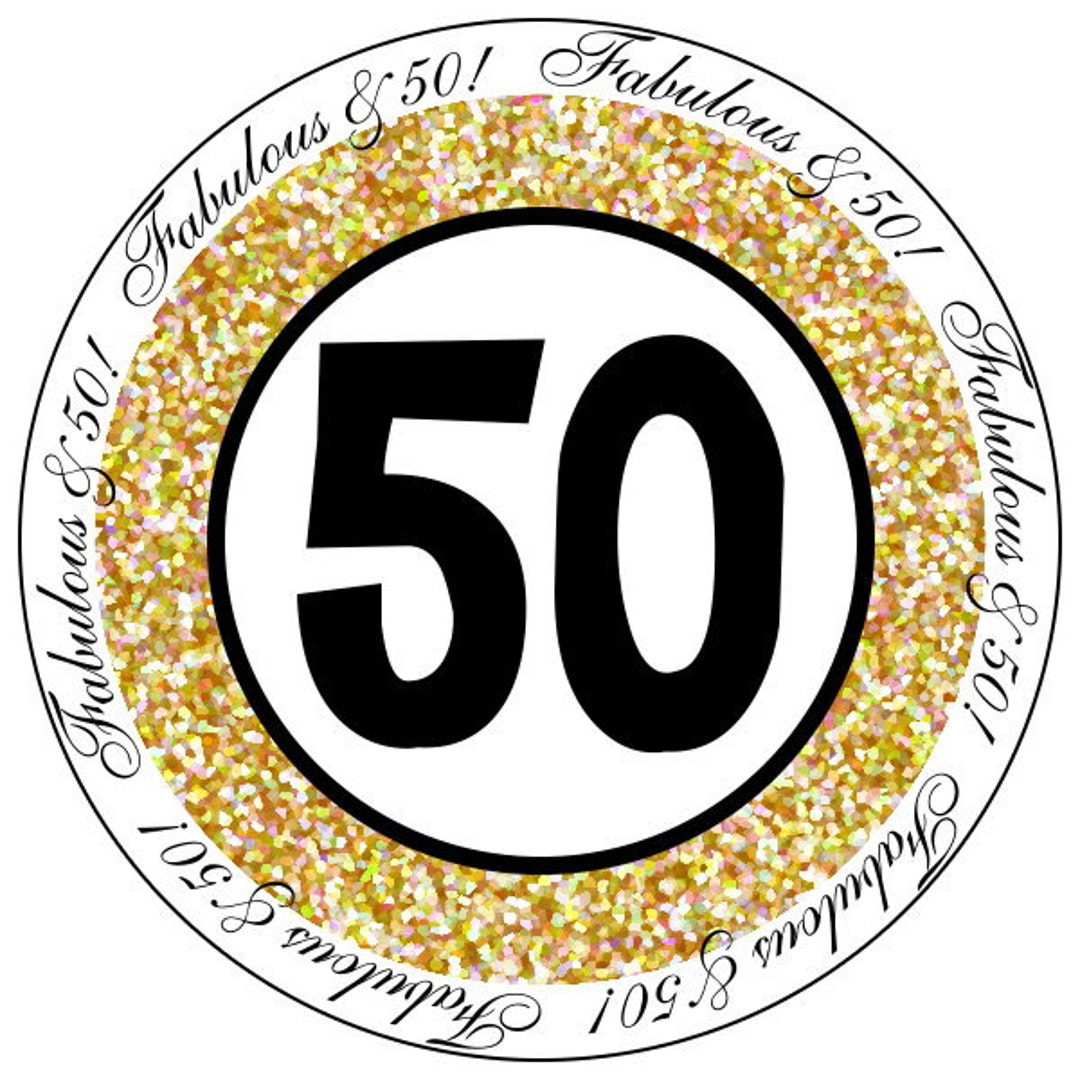 50th Birthday Stickers Fiftieth Birthday Labels Fabulous at 50 Stickers