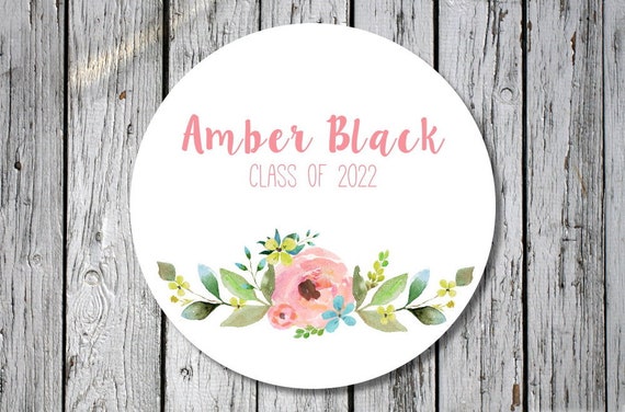 Graduation Stickers Custom Floral Graduation Labels Flower - Etsy