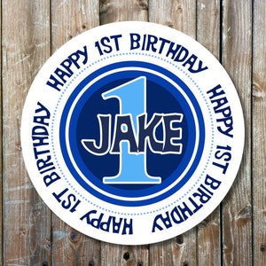 1st birthday stickers blue first birthday stickers custom birthday labels personalized birthday stickers image 1